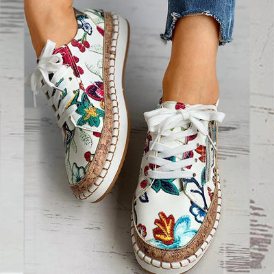 Mira™ Ortopediska Sneakers med Blommönster & Dragkedja